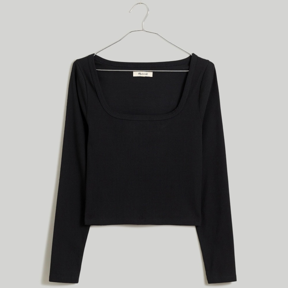 Madewell Square Neck Long Sleeve Crop Tee